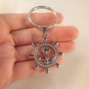 Mens Stainless Steel Anchor Nautical Boat Wheel Key Ring Party Gift